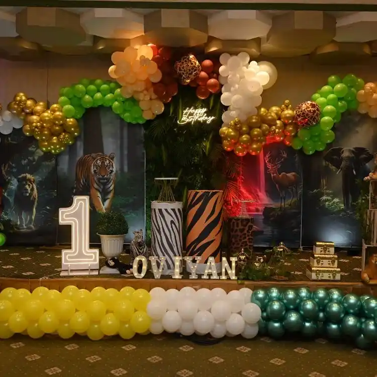 Order jungle theme birthday setup for kids